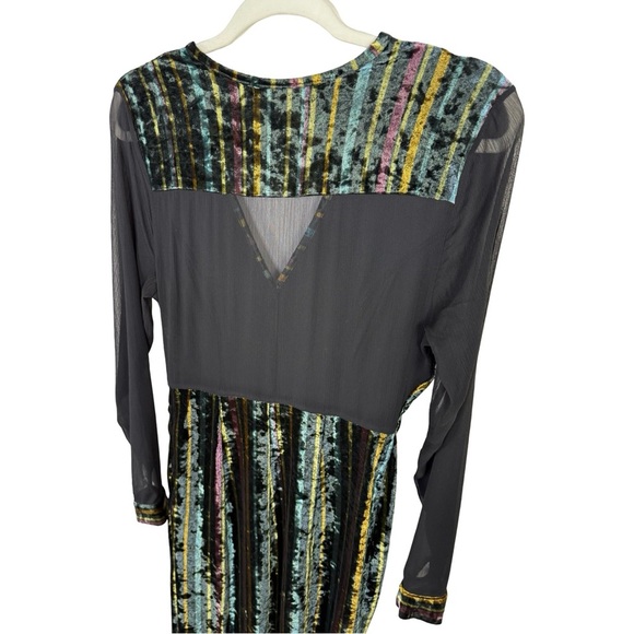 Romeo & Juliet Couture Velvet Mesh Maxi Dress Multicolor Metallic Size Medium - Picture 7 of 15